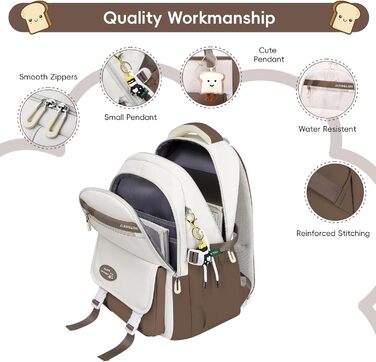 Шкільний рюкзак Tanou для дівчаток-підлітків, набір шкільних сумок з сумкою через плече та пеналом, дитячий рюкзак для школи, повсякденний, зелений (коричневий)