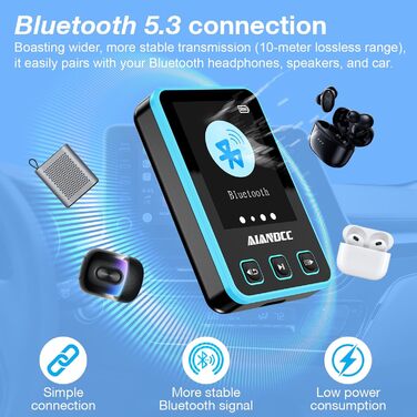 MP3 плеєр Bluetooth 5.3 зі спортивним кліпом та браслетом, 1.77