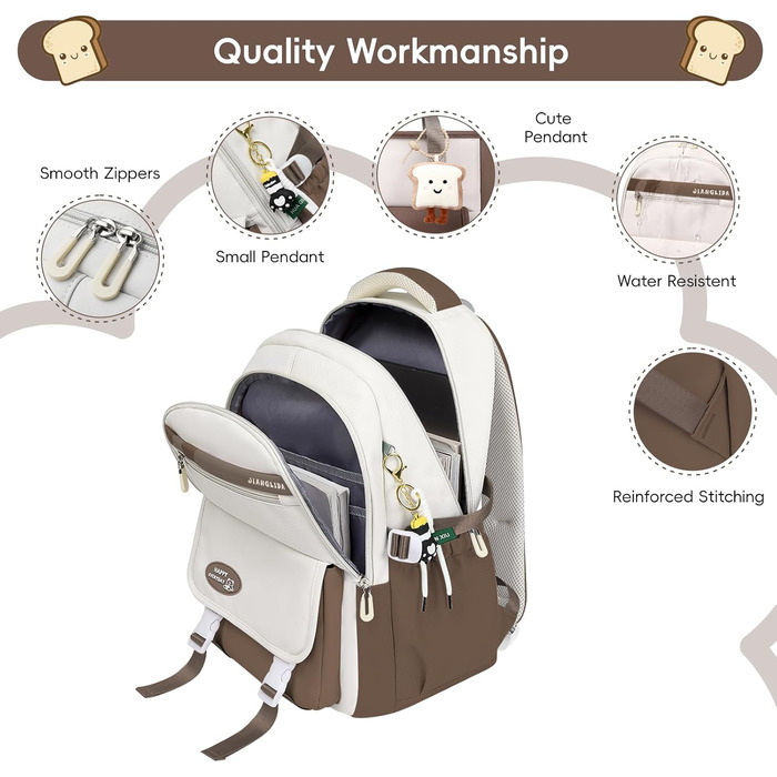 Шкільний рюкзак Tanou для дівчаток-підлітків, набір шкільних сумок з сумкою через плече та пеналом, дитячий рюкзак для школи, повсякденний, зелений (коричневий)