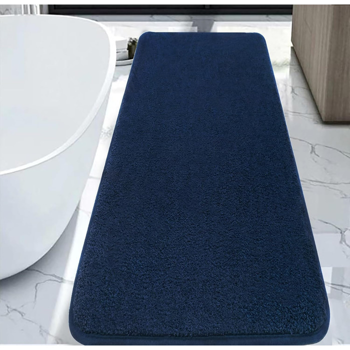 Килим з мікрофібри 120x170 см - килим з коротким ворсом, який можна прати, для вітальні та спальні, м'який, пухнастий, з сучасним однотонним дизайном, антрацитовий (темно-синій, 50x120 см (прямокутний))