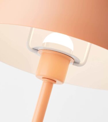 Mokebo® LED настільна лампа бездротова, акумуляторна, з регулюванням яскравості та USB-C, 'The Lighthouse', вінтажна лампа-горщик, грибний світильник, настільна лампа Taupe з металу з акумулятором, тепле біле світло (персикове)