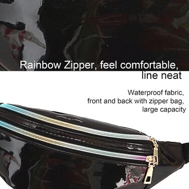 Стильна поясна сумка-фенні-пак AYNKH з трьома відділеннями, водонепроникна, унісекс (Яскраво-чорний)