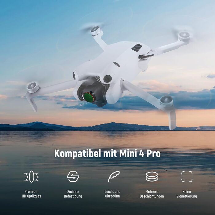 Набір фільтрів NEEWER ND&CPL для DJI Mini 4 Pro: 6 шт. (ND8, ND16, ND32, ND64, ND128, CPL) з ультратонким рамкою. Фільтри для дрона з HD склом, комплект