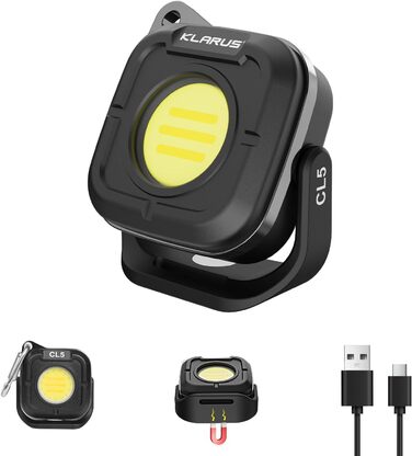 KLARUS CL5 Small Lightweight Camping Light, Rechargeable Work Light 1200 mAh, 650 lm Camping Lantern with 4 Brightness Levels, 4 Color Temperatures, Magnetic Base, Hook Function, IPX5 for Camping, Outdoor