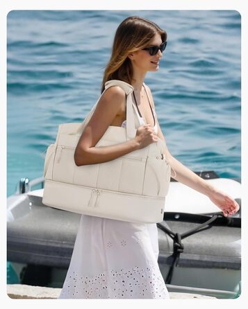 Сумка-валіза LOVEVOOK для жінок, легка клінічна/пологова сумка, спортивна сумка-дуфл, валіза для подорожей, ручна поклажа, водонепроникна з відділенням для взуття, бежева, M-30L