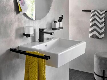 emco LOFT double-glazed glass holder for wall mounting, elegant and compact toothbrush holder made of aluminum and crystal glass, high-quality chrome and satin-finish toothpaste cup, Chrome