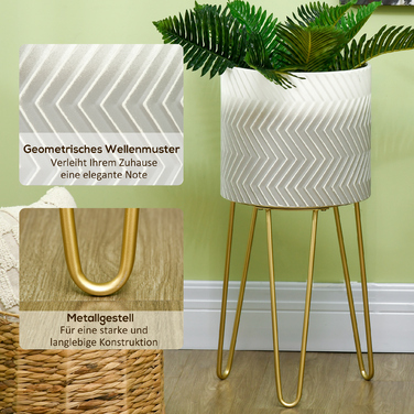 Outsunny 2-Piece Flower Pot Stand Planter Stand Shelf for Living Room & Balcony Made of Metal, Modern Design