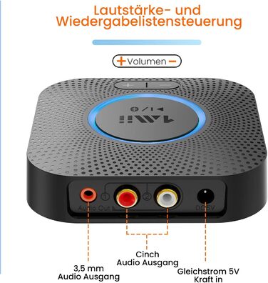 1Mii B06 Plus Bluetooth HiFi приймач: бездротовий аудіоадаптер з aptX HD та aptX-Adaptive, Bluetooth 5.3 для стереосистеми, сумісний зі смартфонами та планшетами