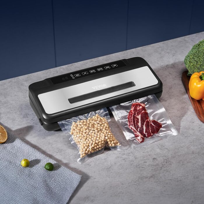 Вакуумний пакувальник VEVOR 60 Kpa, 100 W, 5-в-1, для продуктів харчування, з автоматичною запайкою та ножем, 10 пакетів