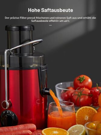 Електрична центрифужна соковижималка FOHERE Entsafter, 800 Вт, червона
