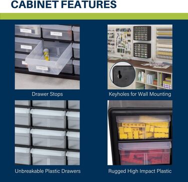 Akro-Mils 10124 Plastic Parts Storage Box with 24 Drawers, 20