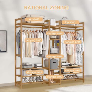 Підставка для одягу, вільна, багатофункціональна, для спальні, стабільна, містка, для підвішування одягу, легка збірка, з вішалкою 170 x 30 x 150 см