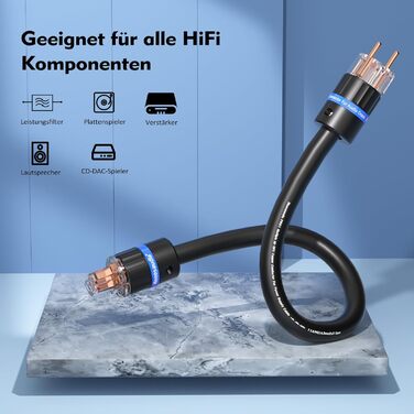 HiFi мережевий кабель Monosaudio P901 4.5Sq 1м, мідний OFC з екрануванням, High-End кабель живлення EU Schuko на IEC C15 для підсилювача, DVD, сабвуфера та декодера