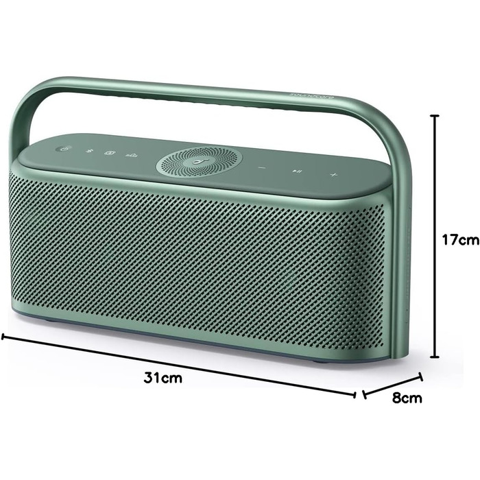 Soundcore Motion X600 – портативна Bluetooth колонка з Hi-Res Spatial Audio, 50W, IPX7, 12 годин, Pro EQ, AUX-IN (зелена)