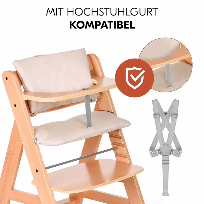 hauck 2-piece Deluxe Seat Cushion for Alpha Highchair - Seat Cushion/Seat Liner/Highchair Cushion (Beige)