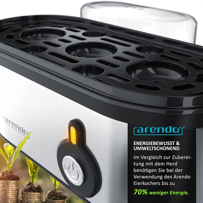 Електричний яйцеварка Arendo Threecook з нержавіючої сталі - 1-3 яйця, регулювання ступеня готовності, безпечний, BPA-free