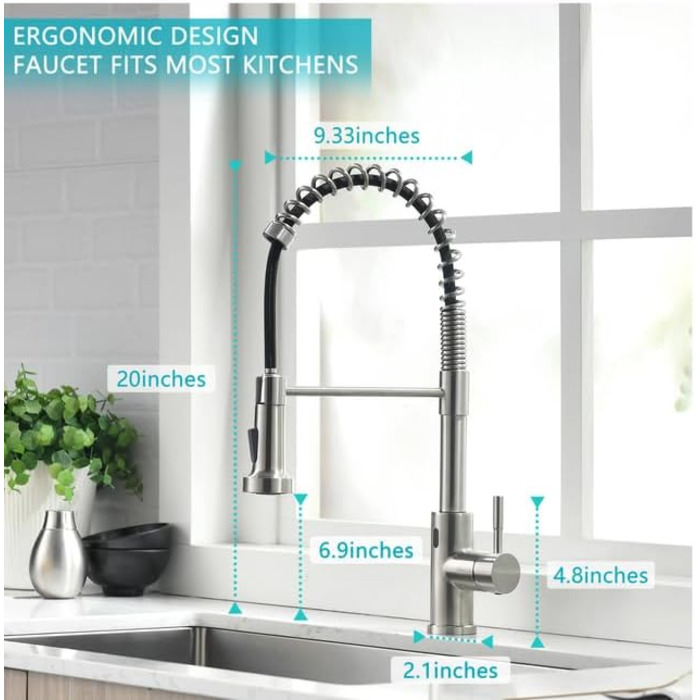 Інфрачервоний сенсорний змішувач для кухні з висувною лійкою, кухонна арматура 360° поворотна, одноручний змішувач з спіральною пружиною, для мийки, щіткове золото