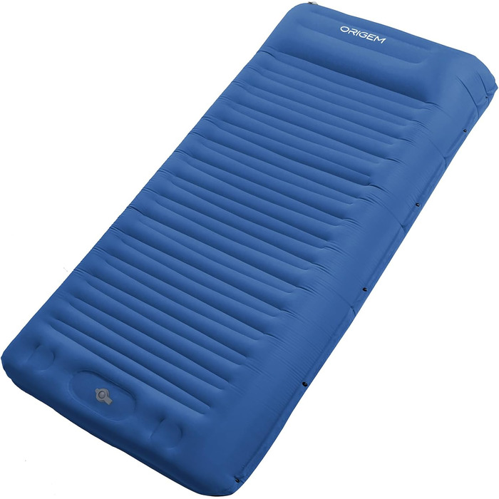 Origem Self-Inflating Camping Mat - Lightweight & Compact Sleeping Pad with Foot Pump for Hiking, Travel, Tent & Hammock (Blue)