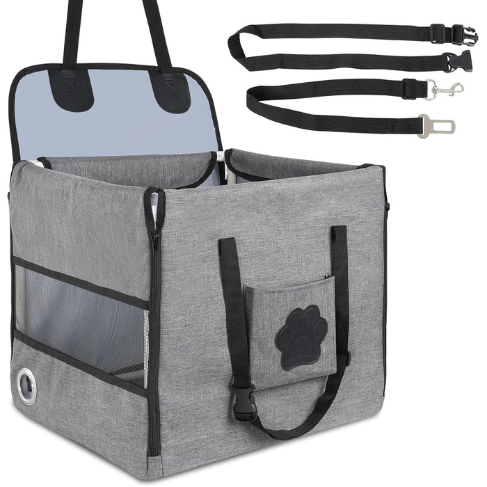 Автомобільний лежак для собак 44x40x40 см – міцний лежак з ременями безпеки та сіткою, знімний кошик для собак на заднє сидіння, водонепроникний та зручний