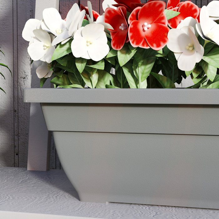 Outsunny Set of 5 Flower Pots - Plastic Planters for Patio, Garden, or Balcony, 23.2 x 8.3 x 6.3 inches, Gray