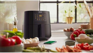 Philips HD9255/60 Airfryer Deep Fryer, Remote Connection, 0.8 kg, 4.1 L Capacity 4.1LT/L/WIFI/GREY/4 PEOPLE