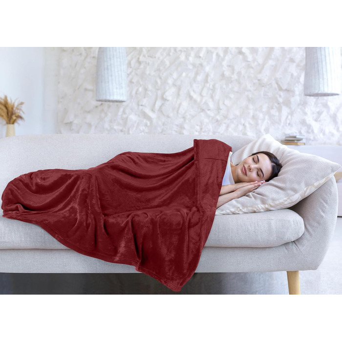 Плед Utopia Bedding: м'який флісовий плед, теплий зимовий плед для ліжка, дивана та крісла (Бургунді, 200x150 см)