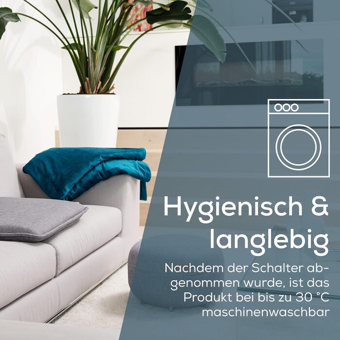 Електрична ковдра Beurer HD 75 з 6 режимами нагріву, системою безпеки та автовимкненням, 180x130 см (Petrol)