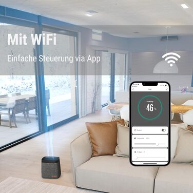 Зволожувач повітря Stadler Form Karl, тихий та потужний випарник для приміщень до 100 м², 4 режими зволоження, керування через додаток, чорний