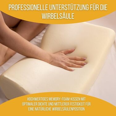 Ортопедична подушка для шиї Inphysio Luxury, гіпоалергенна, з пам'яттю форми, з 2 чохлами, ергономічна, 60x35x12/7 см