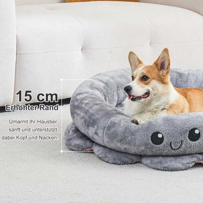 Кругле ліжко для собак та котів Jiupety Boho XL, рожеве, з м'яким кріслом, для великих собак, антистрес, ліжко-крісло для тварин