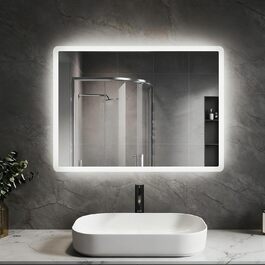 Дзеркало для ванної кімнати SVNR з підсвічуванням, 40x60 см, LED, алюмінієва рама, захисне скло, матові краї, IP44, енергозберігаюче