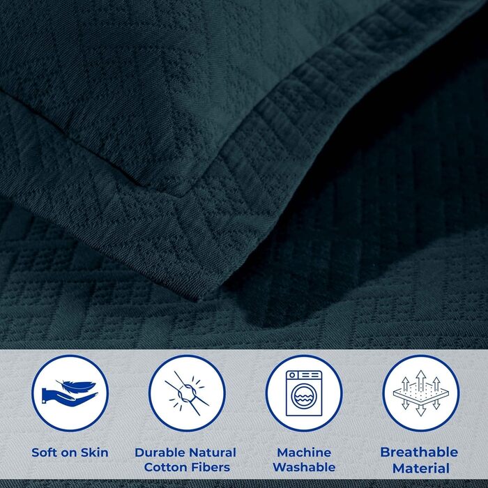 Набір постільної білизни Superior з ковдрою та наволочками, бавовна, розмір King Size, колір Deep Sea