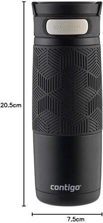 Термокружка Contigo Transit Autoseal з нержавіючої сталі, 470 мл, чорний мат (з автозакриттям)