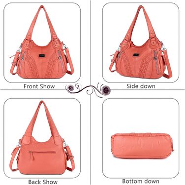 Сумка жіноча AngelKiss через плече, водонепроникна PU шкіра, коралова - багатофункціональна сумка-месенджер
