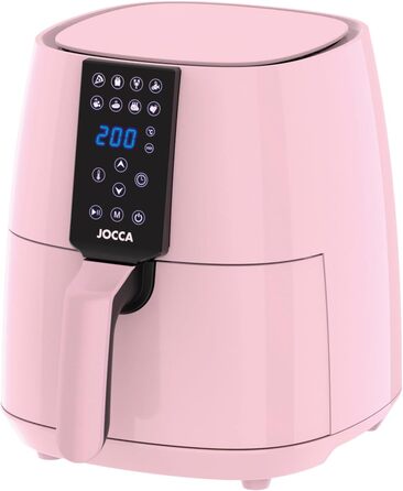 JOCCA аерофритюрниця 3,8 л, без олії, 1450 Вт, LED сенсор, енергозберігаюча, рожева