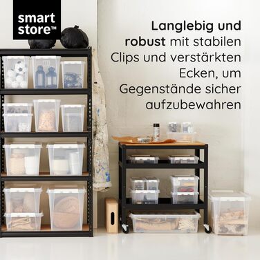 SmartStore - 10x Storage Box with Lid Classic 7.5L (40x30x11cm) | Stackable Box with Lid | Food-Safe Plastic Box | Plastic Box with Lid & Reinforced Corners | 10 Year Warranty