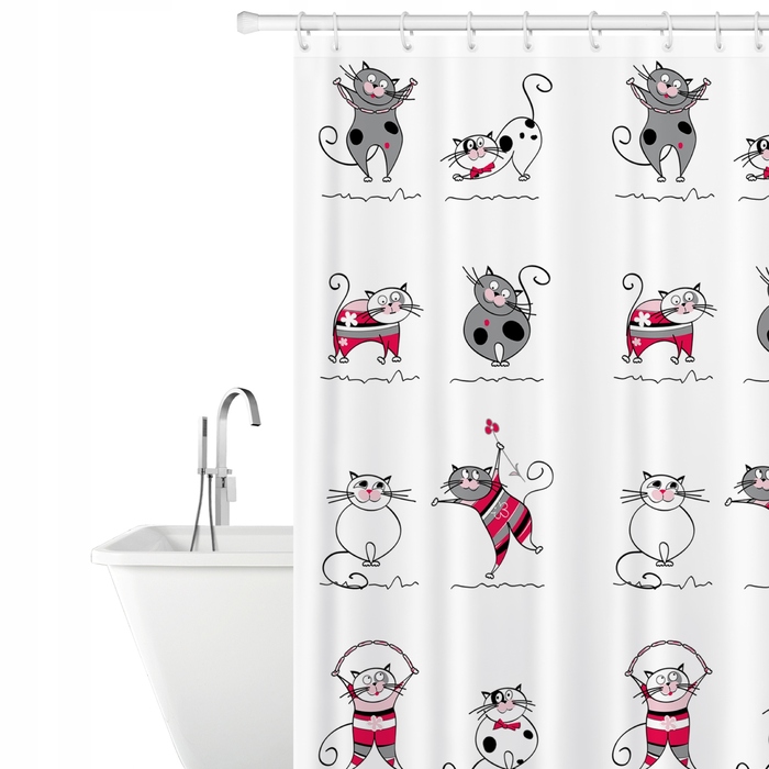 Текстильна штора для ванни Tatkraft Funny Cats