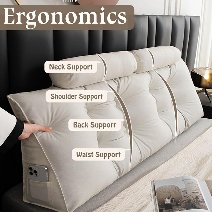 Підголовник для ліжка Keilkissen: Зручний трикутник для підтримки спини та шиї (80x50x20 см)