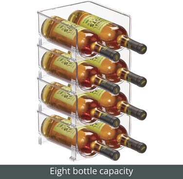 mDesign Wine Rack for Eight Bottles – Stackable Bottle Holder for Your Beverage Storage in the Kitchen – Clear