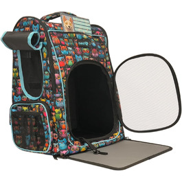 Рюкзак для собак та котів до 5 кг, ергономічний, з вентиляцією, для подорожей (Блакитні Сови)