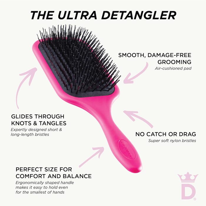Щітка для волосся Denman D90L Tangle Tamer Ultra для довгих та густих волосся, рожева