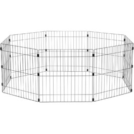 Клітка-вольєр для собак, котів та кроликів Iris Ohyama, 1.7 м², 8 панелей, чорний вольєр з WPC-24, 60x60 см