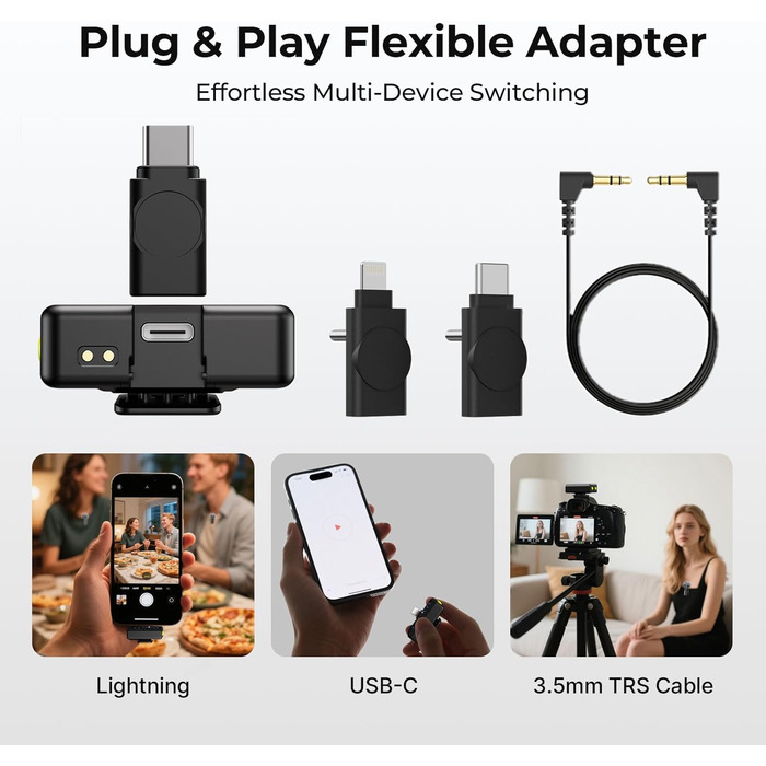 Мікрофон FULAIM X6S: Бездротовий петличний мікрофон з AI шумозаглушенням для iPhone, камер, відео та Vlogging