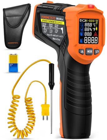 Інфрачервоний термометр лазерний IM06MAX з K-типом зонда (-50°C до 800°C) для промисловості, HVAC, приготування їжі та ремонту авто