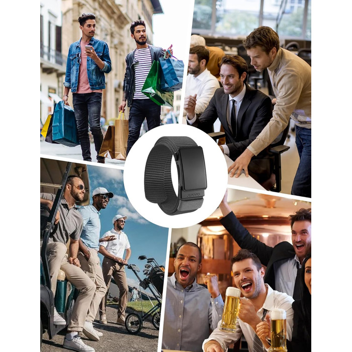 Чоловічий ремінь JUKMO Automatik з нейлону, ширина 3,8 см, з регулюванням, розмір M (91-105 см), довжина 125 см, сірий