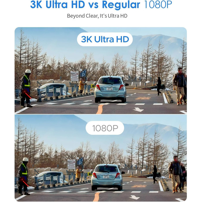Автомобільний відеореєстратор KAWA 3K з SD-картою 32ГБ, голосовим керуванням, Wi-Fi та App, режим паркування 24/7, G-сенсором та нічним баченням для авто, вантажівок та SUV — Чорний