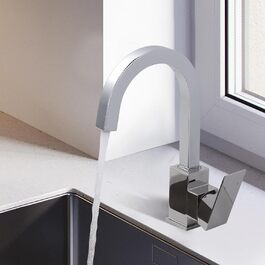 Кран кухонний поворотний 360° з нержавіючої сталі, високий тиск, для кухні, автодому, ванної кімнати (B Chrome)