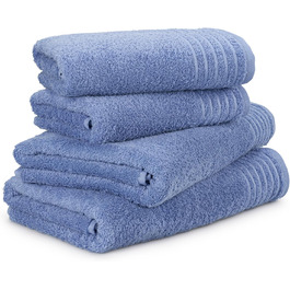 Möve Hand Towel Set New Classic 4-Piece - 2X 50x100cm + 2X 67x140cm, 100% Cotton, Cornflower
