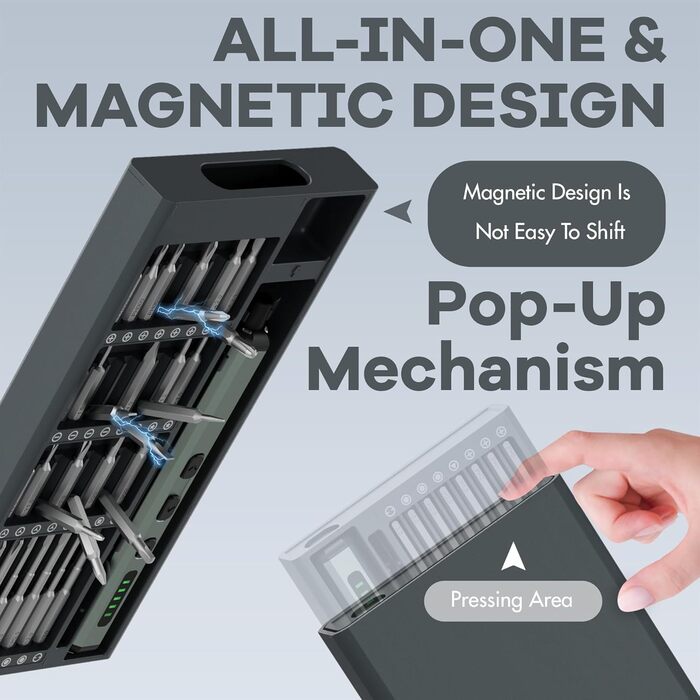 Міні-електродриль/викрутка преміум-класу 68в1 з магнітними бітами для ремонту iPhone, ноутбуків, годинників