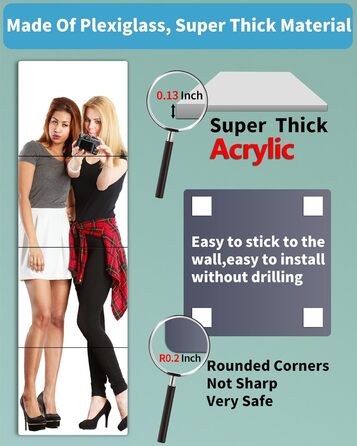 Дзеркальні плитки на стіну, 4 шт., 25x25 см, самоклеючі, акрил, для дитячої кімнати